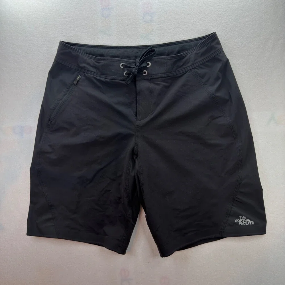 The North Face Mens 34 Black Board Shorts Swim Trunks Zip Pockets Drawstring